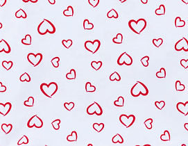 Интерлок рулон белый "Сердца"