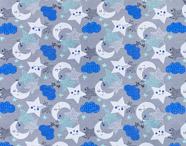 Кулирка рулон набивка пигмент серый "Голубые облака"