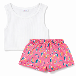 Комплект топ лапша, шорты футер 2х нитка петля 7040900102