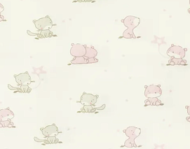 Интерлок рулон набивка пенье молочный "Розовый мишка"